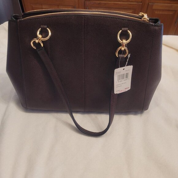 Coach Small Christie Carryall in Cross-grain Leather Oxblood Color NWT - Picture 3 of 13